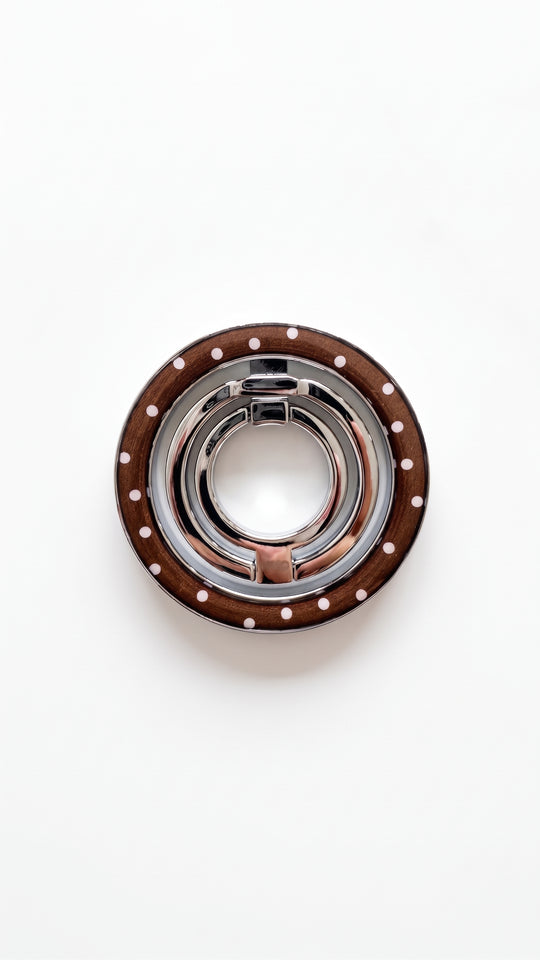 Dual-Layer Ring-Brown Polka Dot