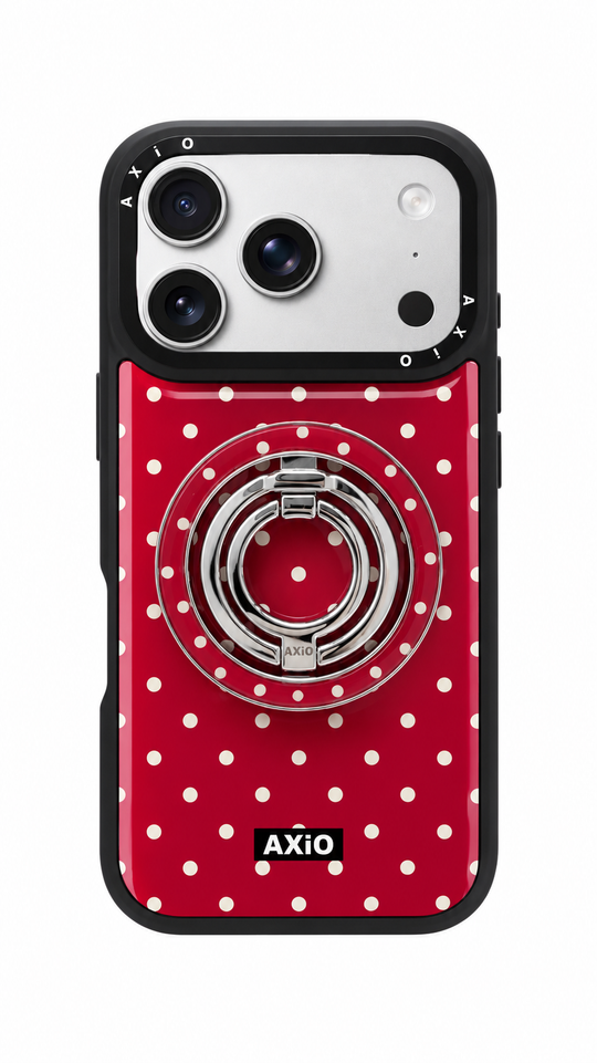 Dual-Layer Ring-Cherry Red Polka Dot